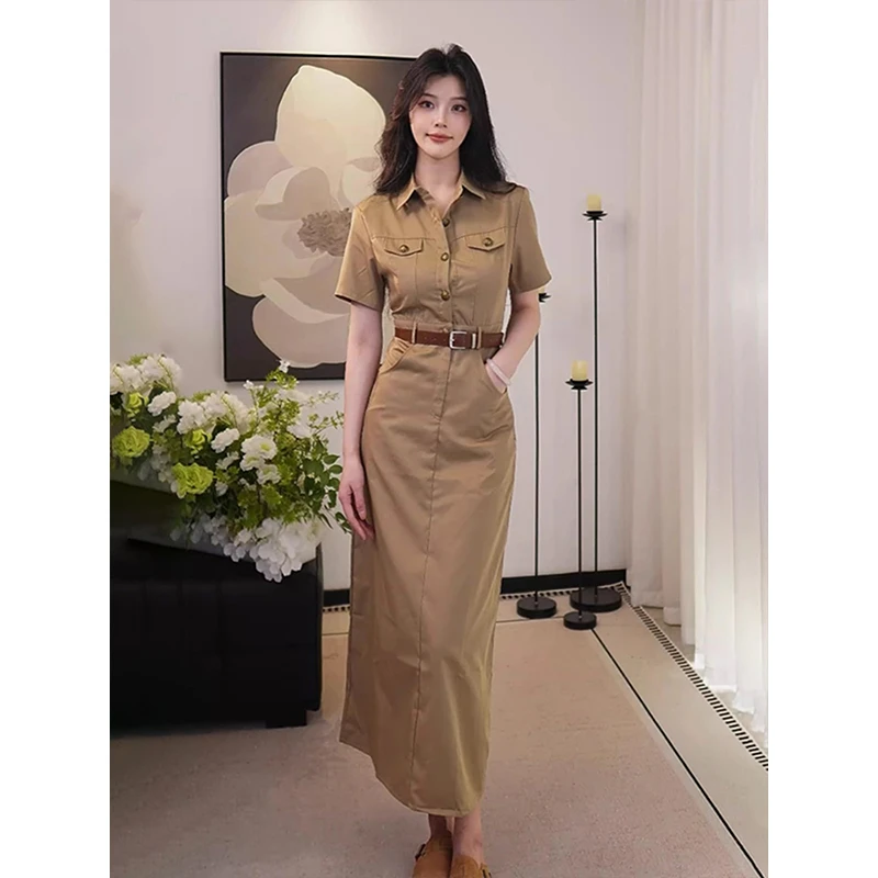 纯欲辣妹风POLO领短袖衬衫连衣裙女夏季新款修身显瘦高级感包臀裙