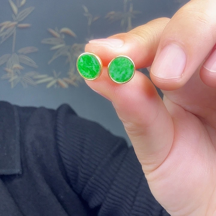 翡翠银S925镶嵌耳饰特价不退换