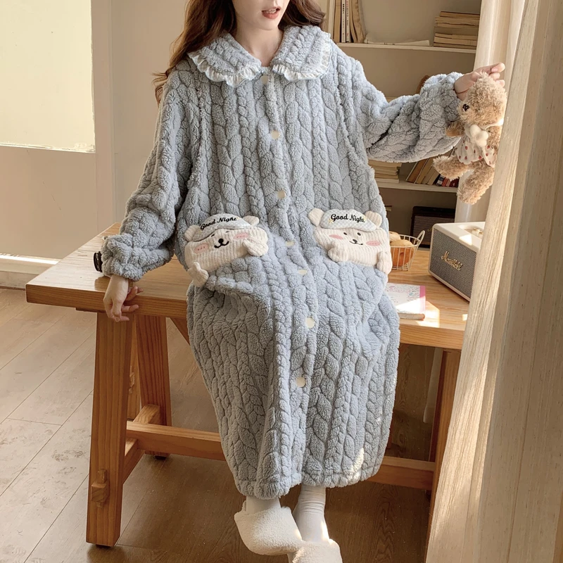 秋冬季待产裙孕妇带胸垫月子服加绒保暖产妇入院进产房喂奶