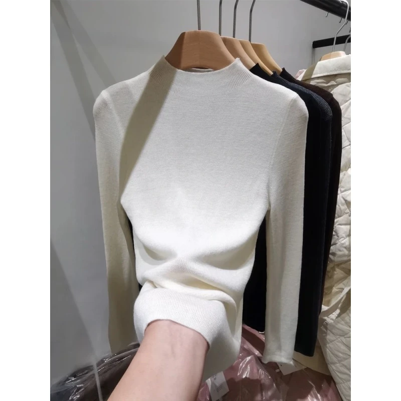 1672半高领针织打底衫女2025秋装新款欧货软糯内搭外穿立领毛针织