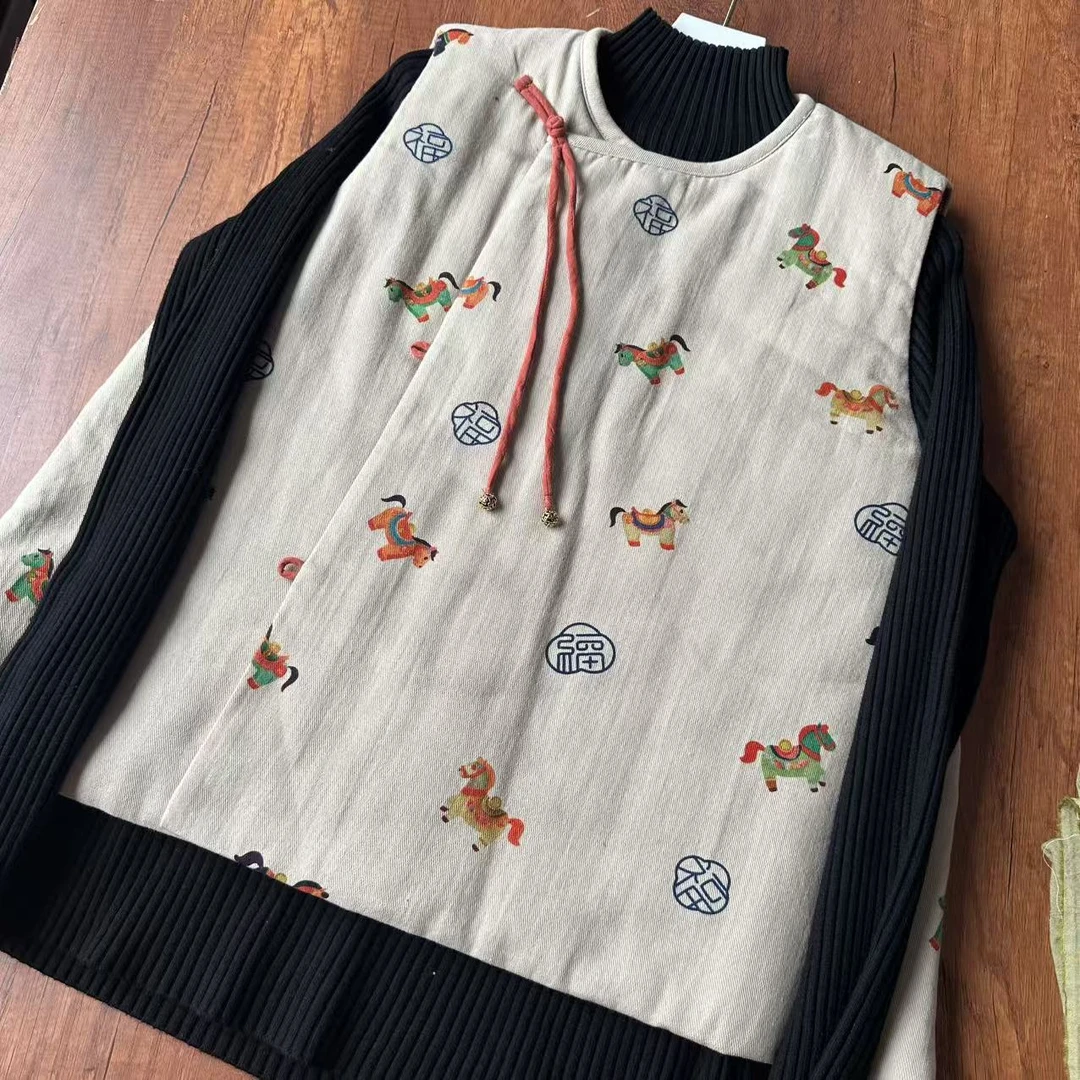 【小福马】棉花传统盘扣国风棉马夹棉花女款棉衣宽松棉服