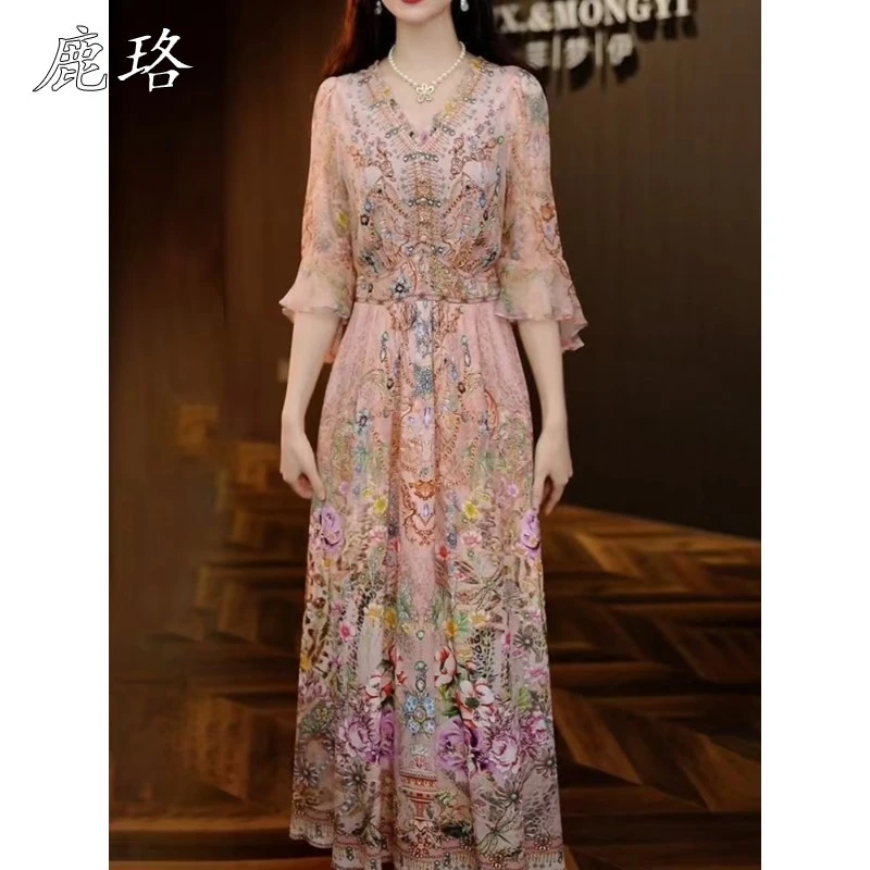 独束气质高级大码原创度假风连衣裙2025夏季新款约会减龄美丽长裙