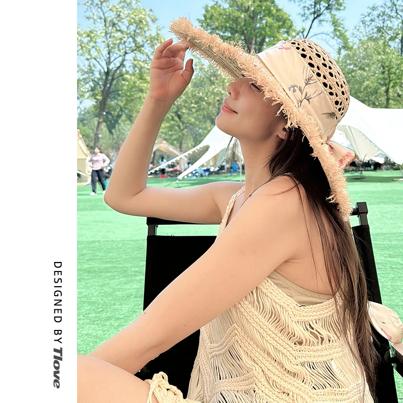 4918春夏时尚编织草编大檐帽子夏季百搭女士遮阳帽