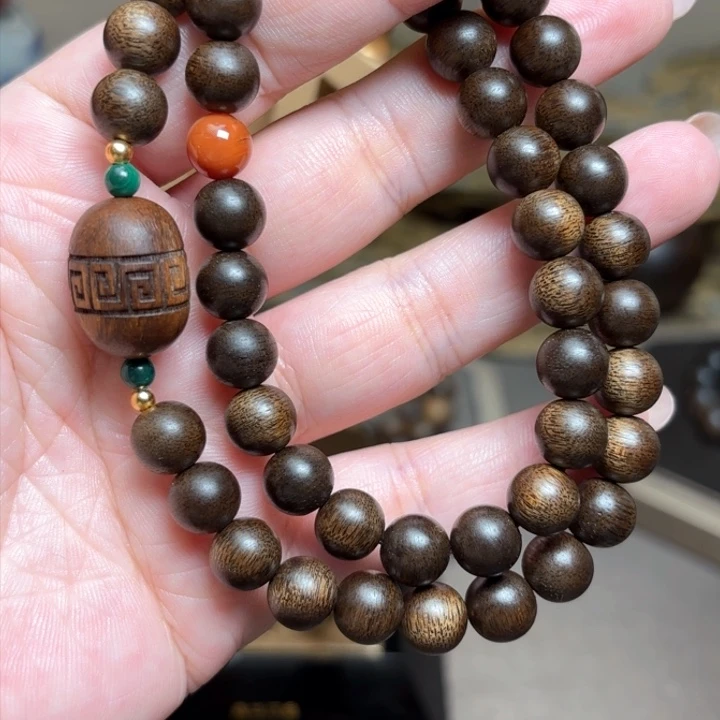 沉香手串越南芽庄紫棋08➕富森红土沉香木雕