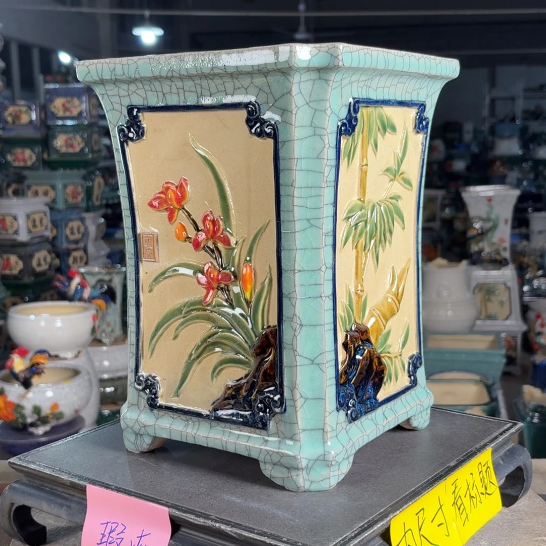 一风堂石湾花盆 内18*27修补痕迹微瑕