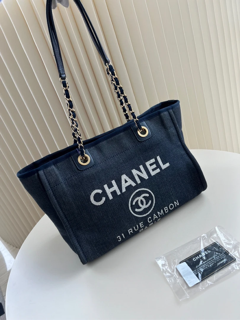 95新 Chanel/香奈儿 7213  Chanel 丹宁牛仔金链沙滩单肩包