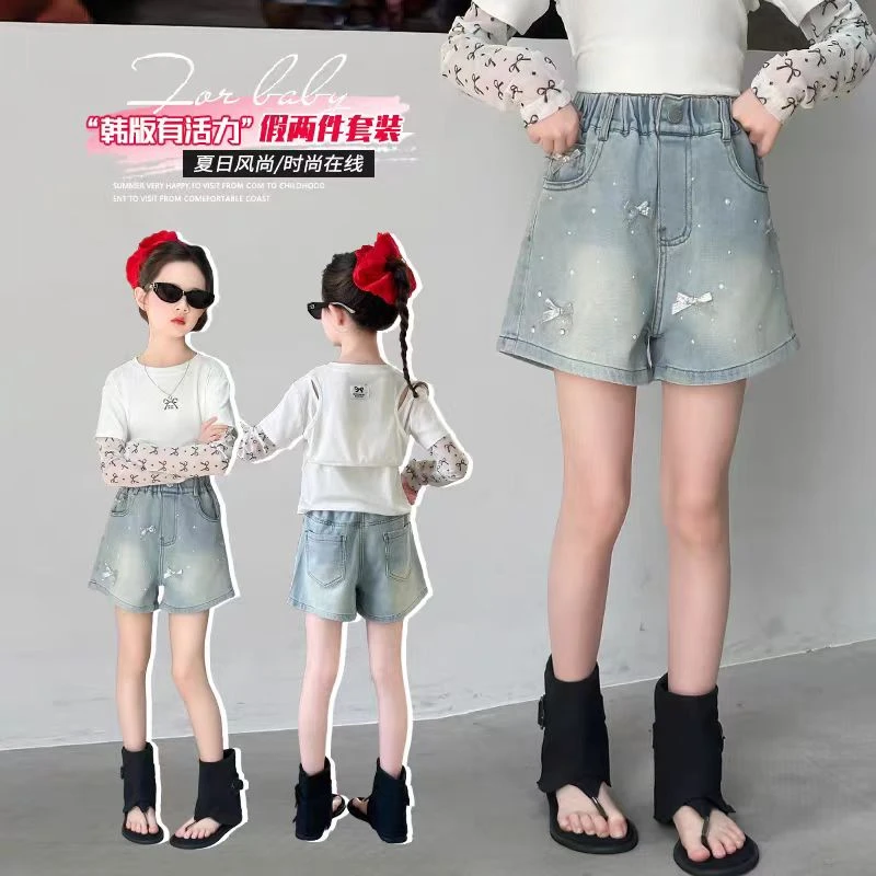 女童牛仔短裤2025新款夏季薄款外穿夏天洋气百搭夏装儿童裤子潮酷