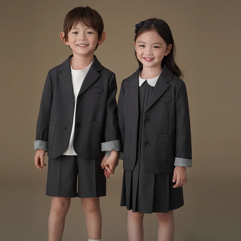 哈齿童装2025新款儿童西服学院风西装短裤男童女童正装套装中大童