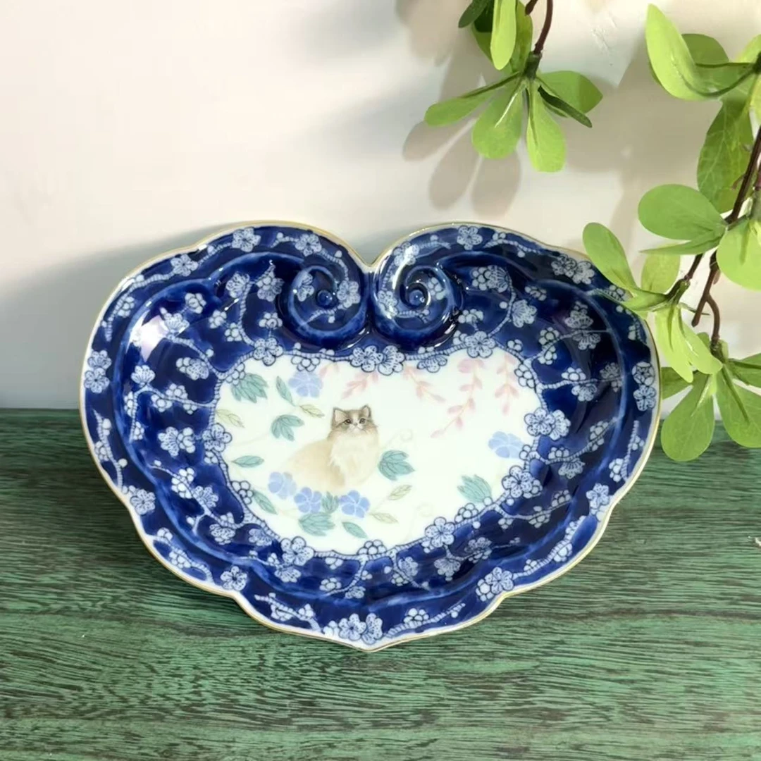 茶禾 景德镇满工手绘猫咪如意壶承