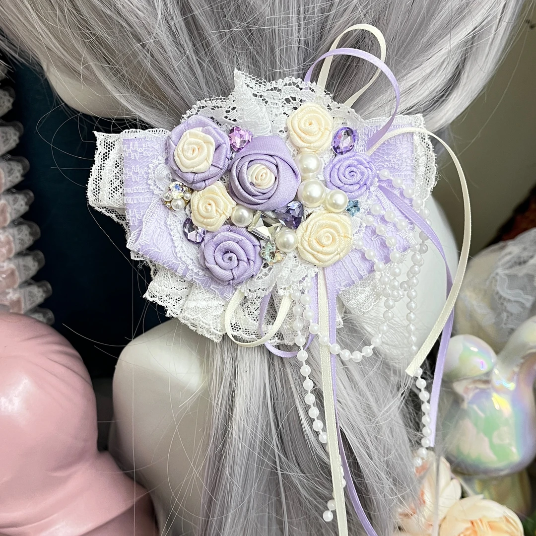 A002 花束裙摆发夹 2.0 版本原创重工设计发夹时尚鸭嘴夹洛丽塔风