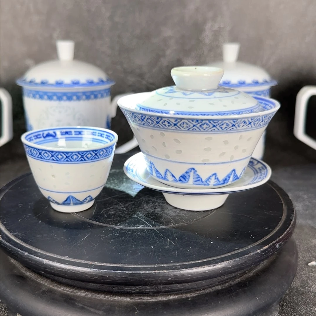 盖碗花*米景德镇陶瓷三才盖碗玲珑一件