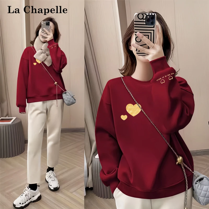 拉夏贝尔红色卫衣女秋冬2026年爆款新款马年本命年穿搭中国风外套