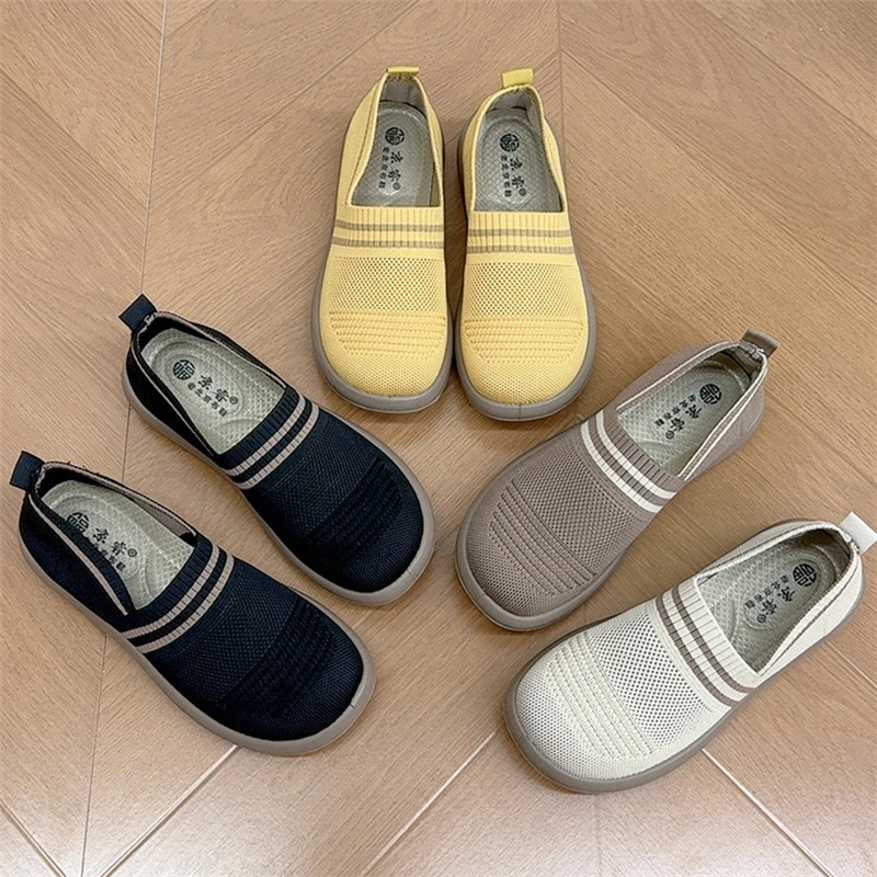 京睿老北京布鞋新款女单鞋低帮舒适妈妈鞋飞织透气中老年休闲鞋