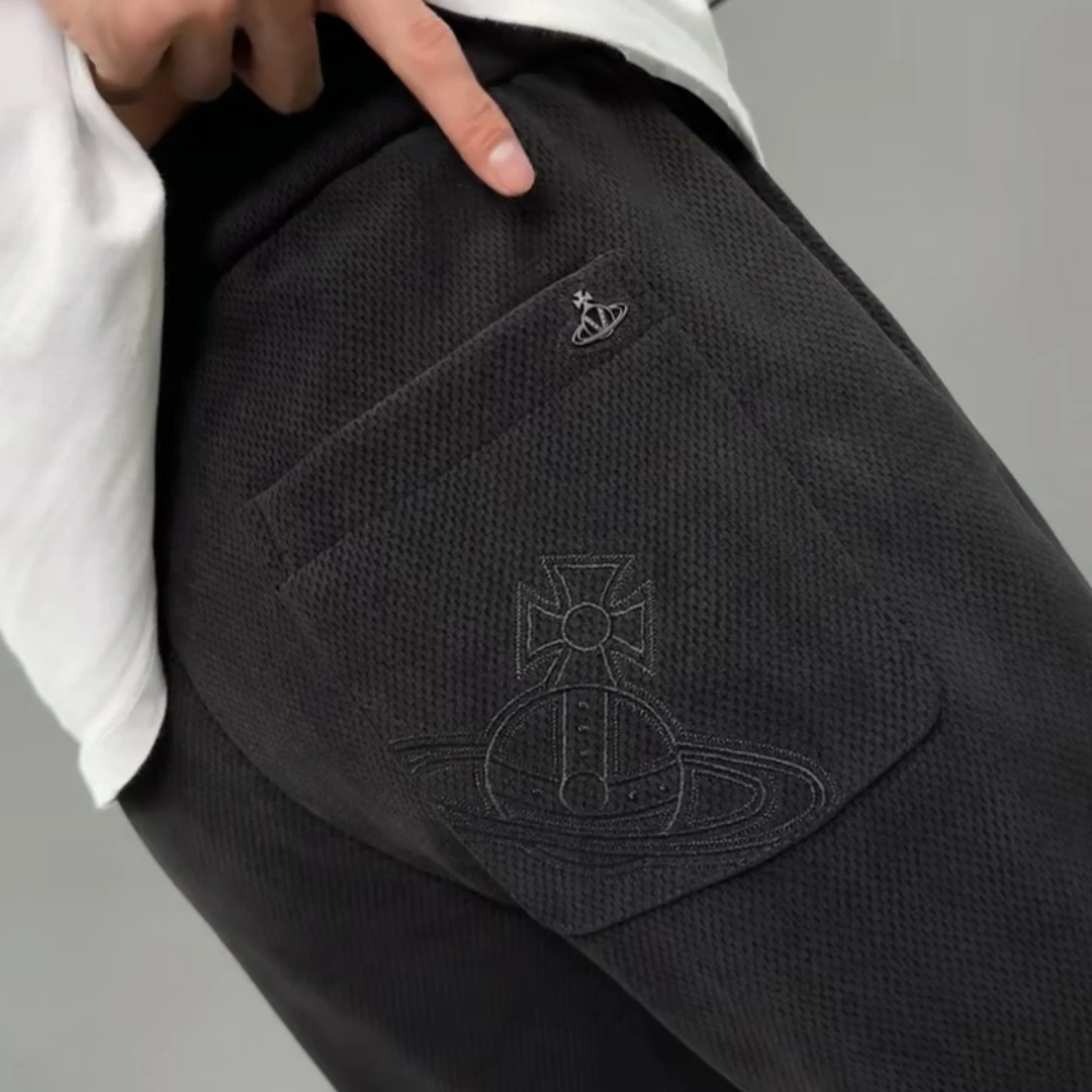 （大饼在北漂）男士秋冬厚款休闲裤纯色束脚裤加厚不加绒