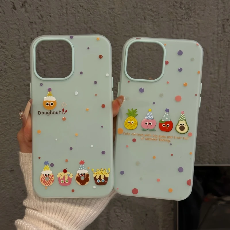 彩波点水果适用苹果16pro创意iPhone15果冻手机壳可爱防摔华为p60