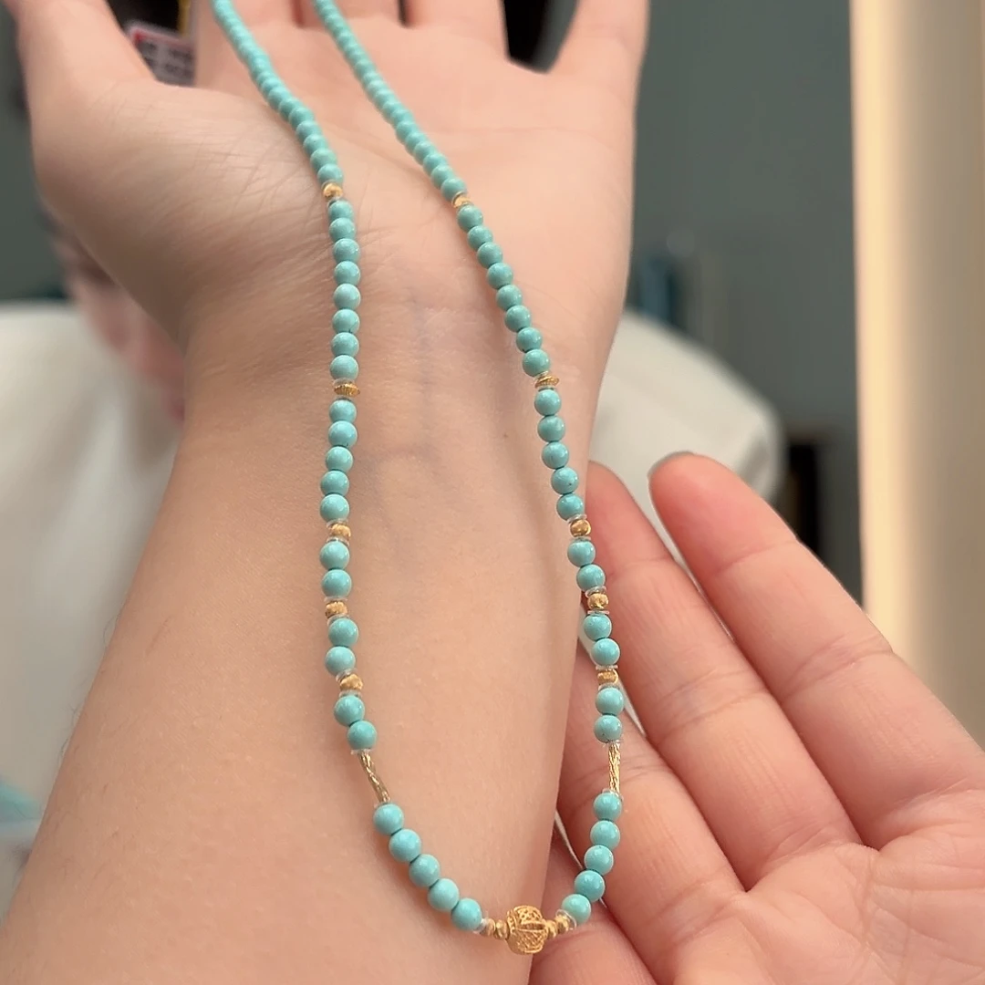 绿松石18K金镶嵌颈饰