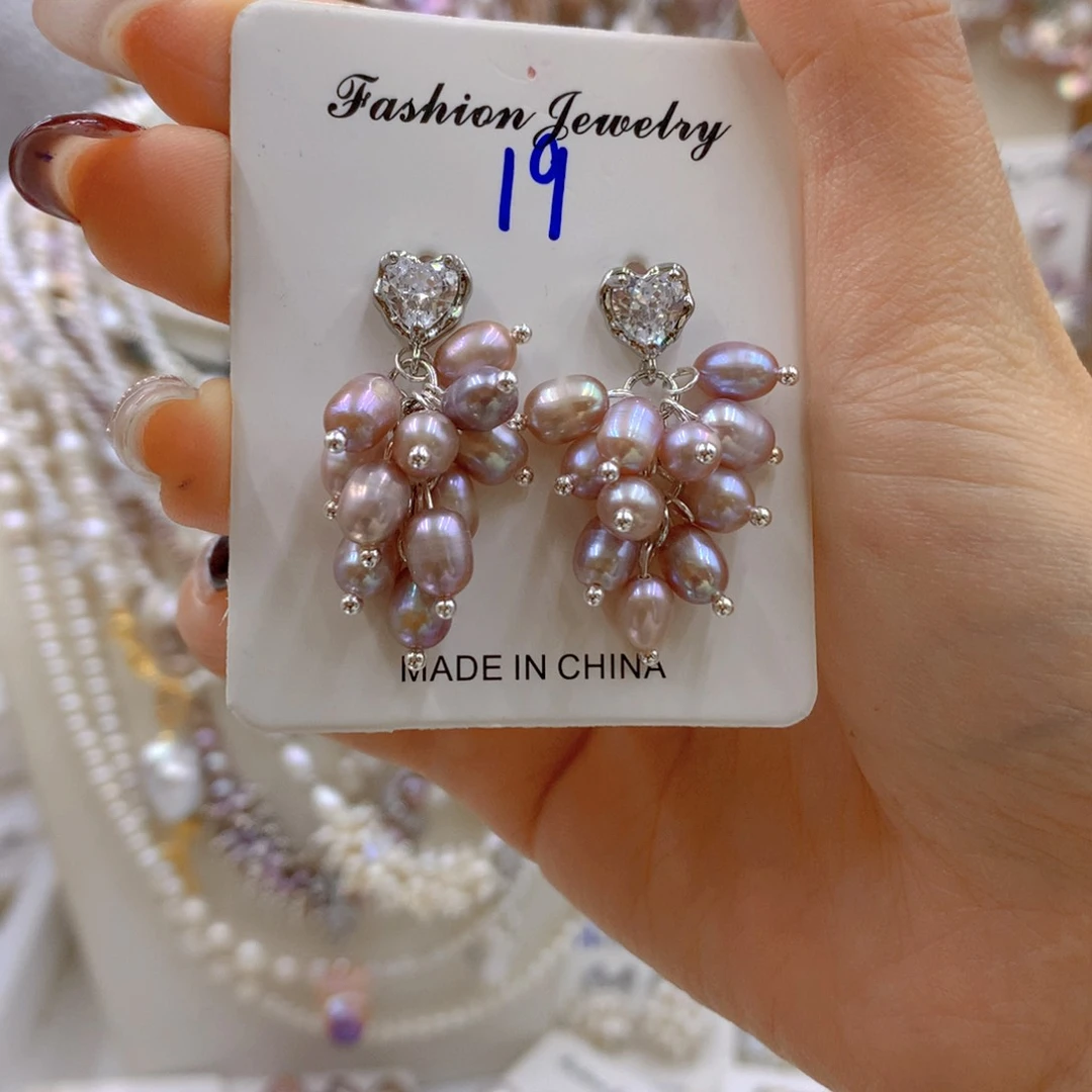 淡水珍珠耳饰银S925镶嵌