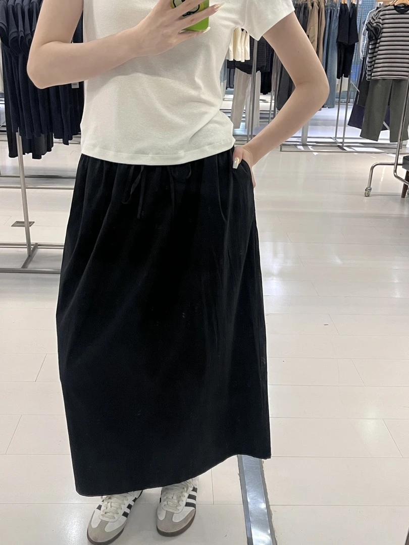 棉仓【IACHOE】-半身裙夏季极简风设计师款A字长裙3531517002