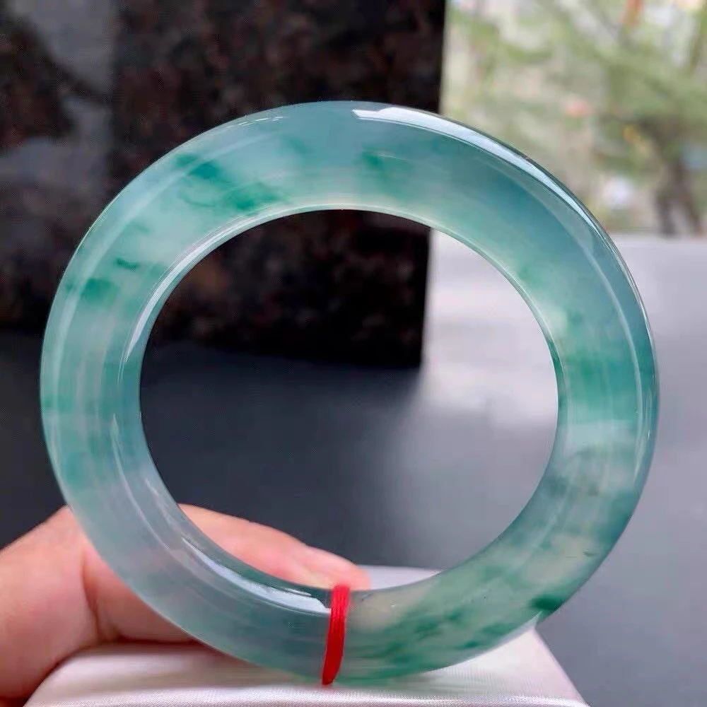 非金属珐琅手镯 《非洲》高冰飘蓝花胖圆手镯