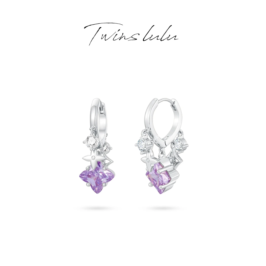 TWINS LULU 流光风 秋上新 经典时尚气质四叶圆形耳环TSL3071