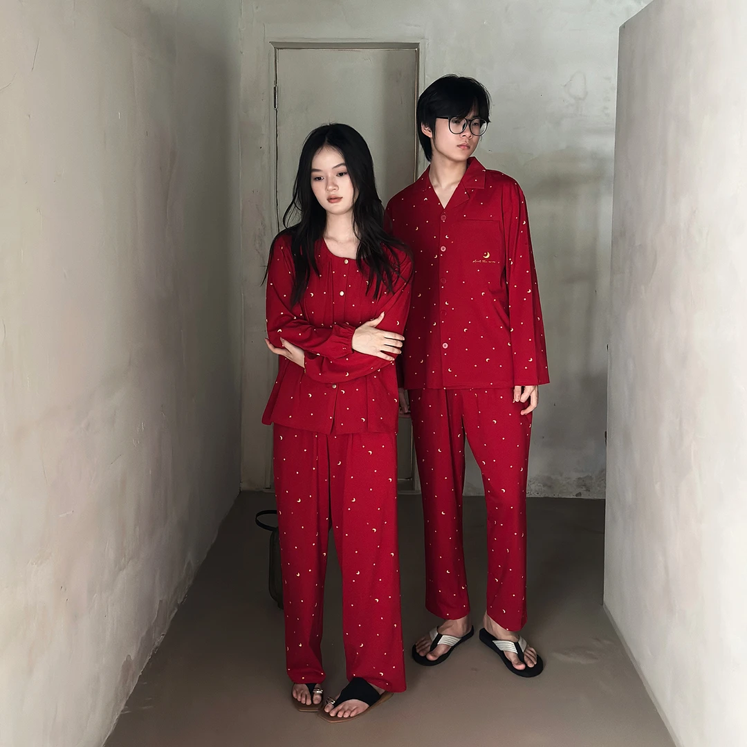 及好情侣睡衣春秋纯棉男女长袖红色本命年结婚秋冬款家居服套装