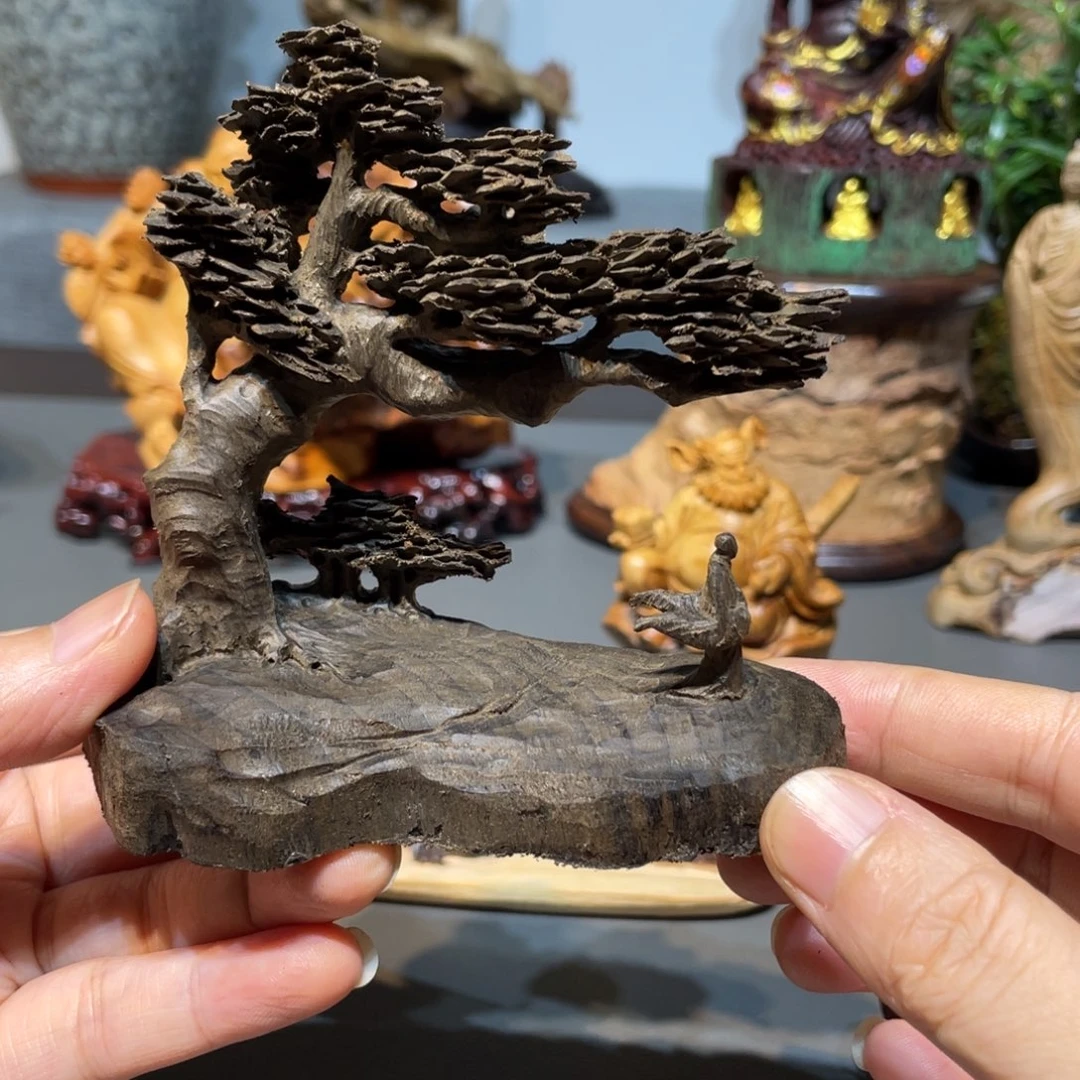 淘***缘楠木一人一树小摆件