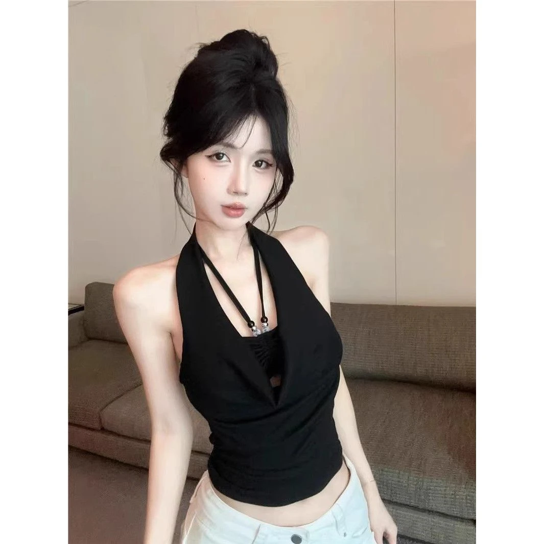 假两件荡领挂脖吊带背心女外穿夏季泰式热辣妹抹胸小上衣独特绝美