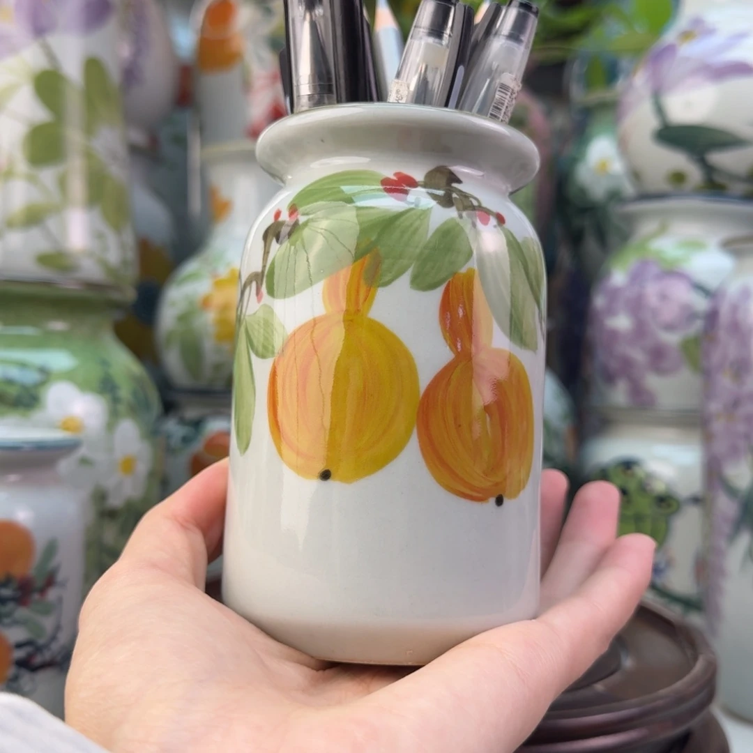 景德镇陶瓷手绘花瓶无孔