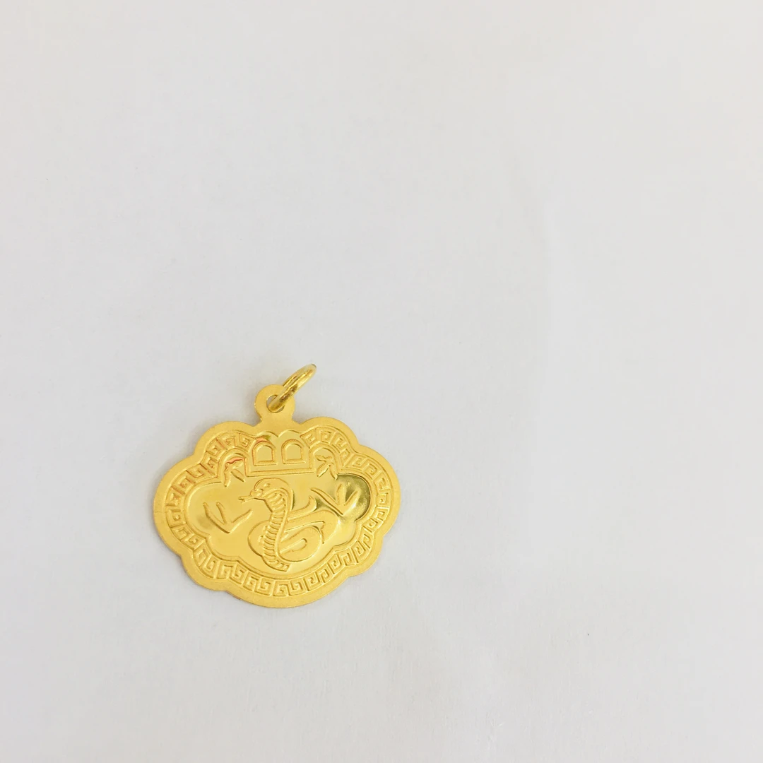 黄金足金999生肖蛇锁牌挂坠吊坠