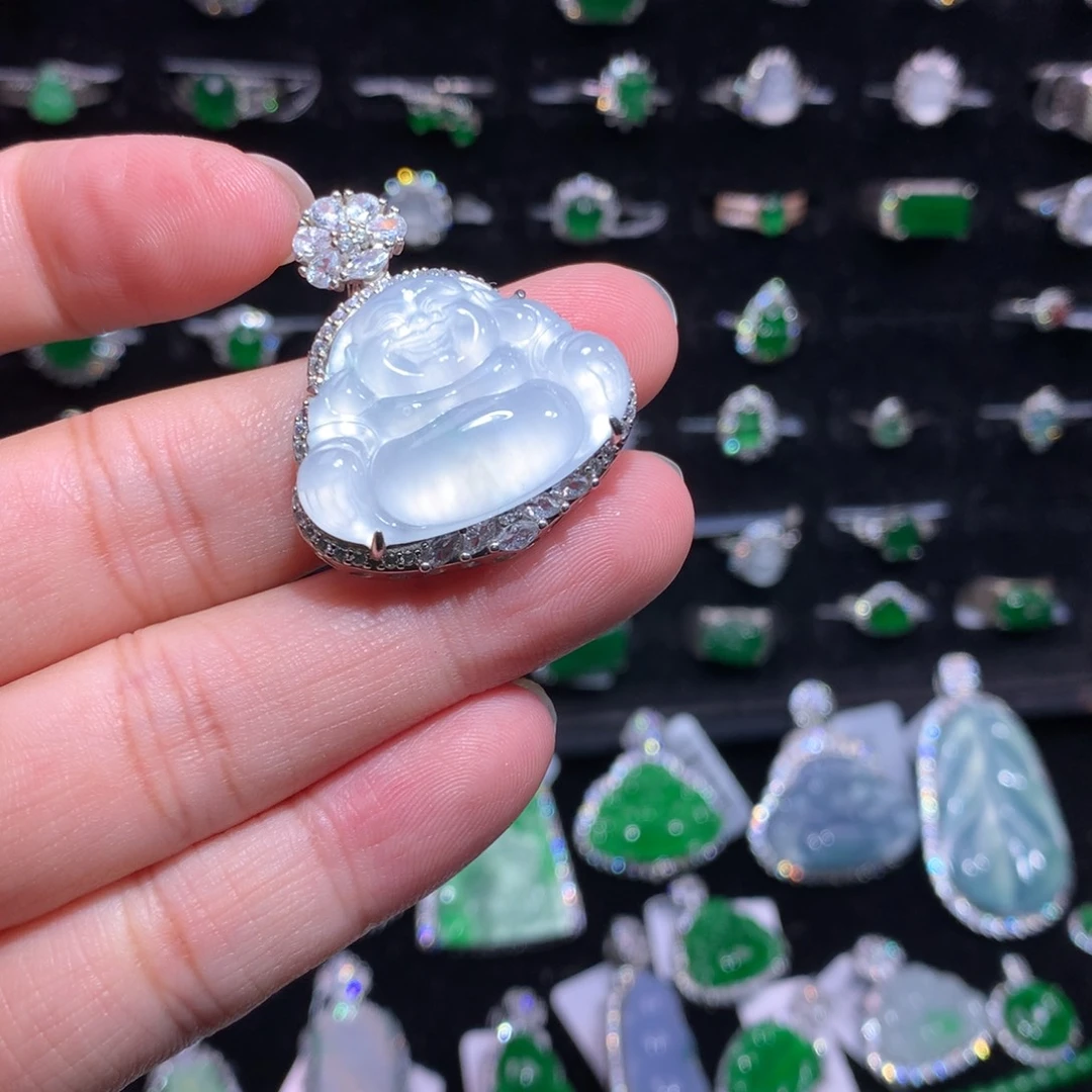 翡翠银S925镶嵌颈饰翡翠