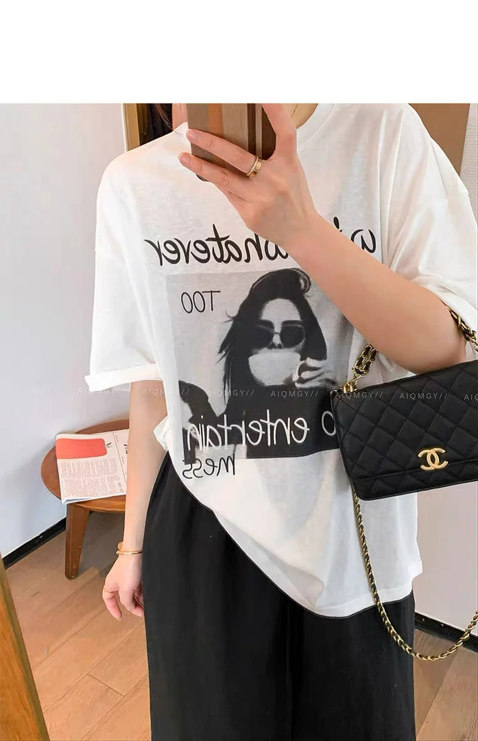 2025【蕾蕾家】夏季时尚洋气休闲百搭极简宽松显瘦圆领短袖T恤