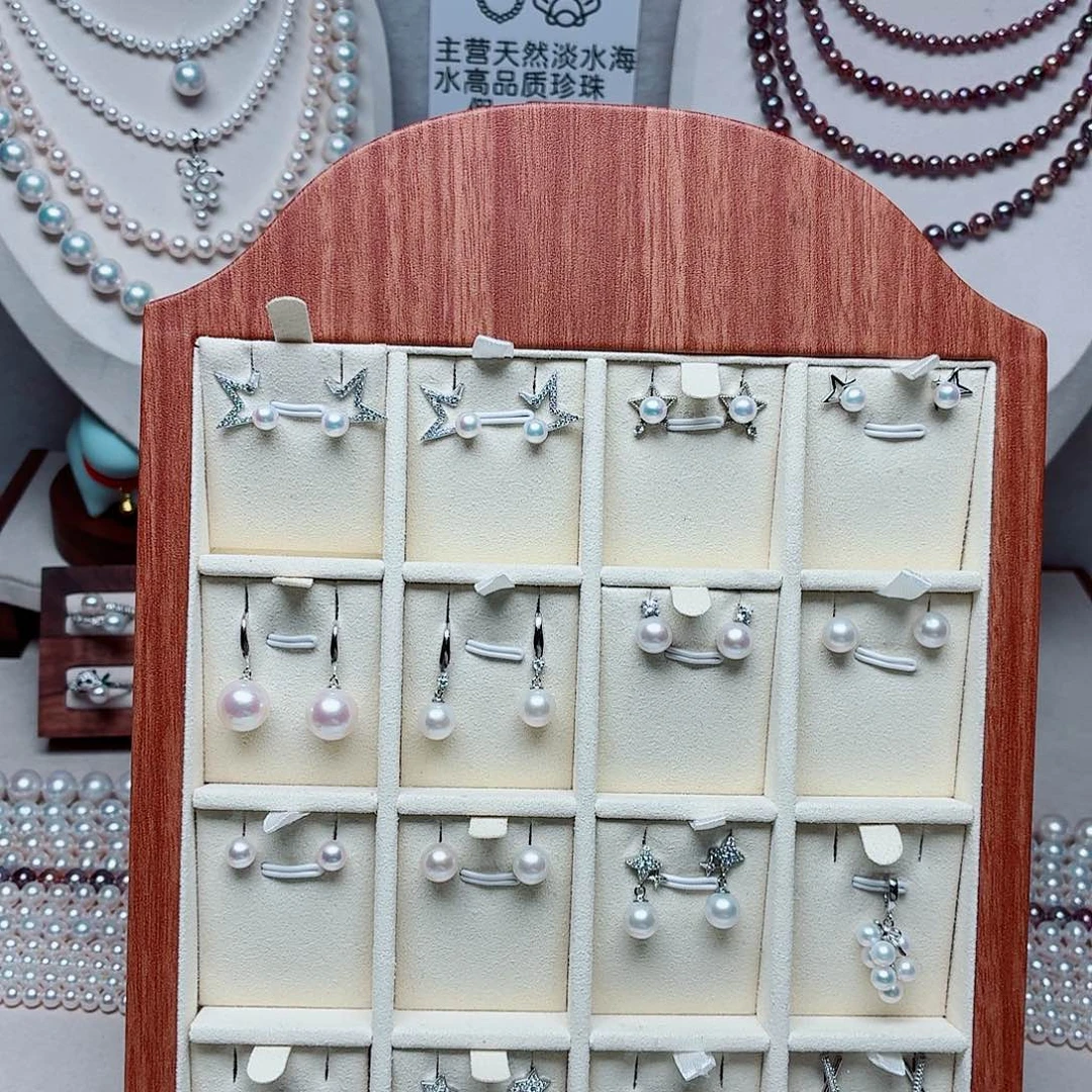 淡水珍珠颈饰银S925镶嵌吊坠耳钉展示