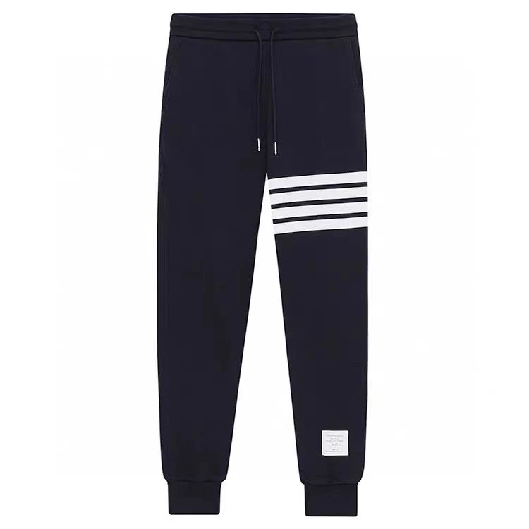 秋冬款全棉色织四条杠经典TB束脚抽绳卫裤男女情侣装休闲运动长裤