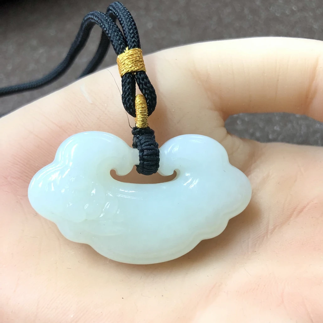 二店  和田玉白玉羊脂白如意项链12