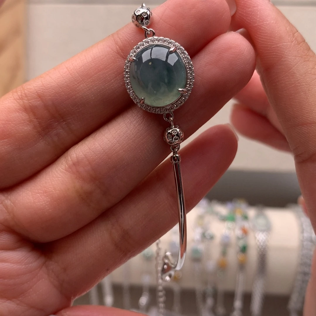 翡翠银S925镶嵌戒指手链