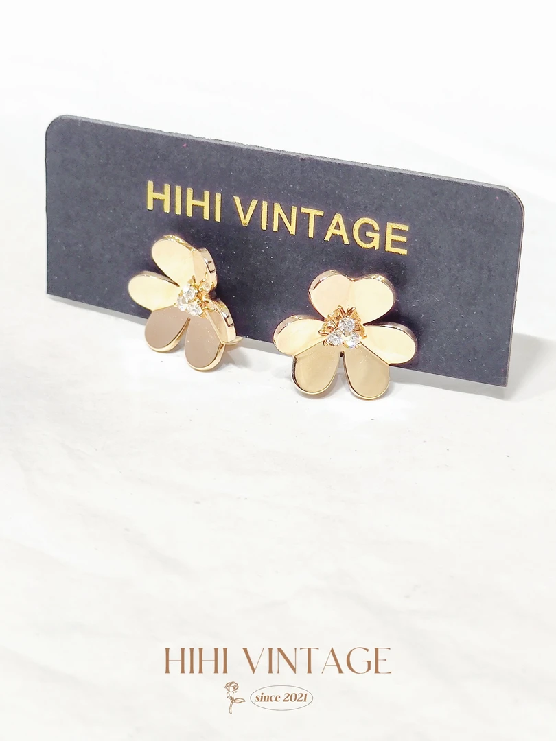 99新 梵克雅宝 三叶草镶钻耳钉耳夹/18070929