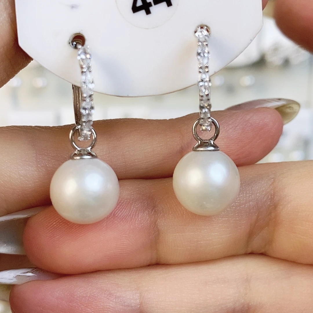 银S925镶嵌淡水珍珠耳饰