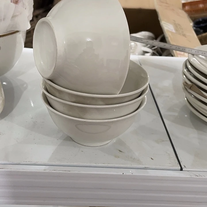 瓷片国营二厂素胎12.5厘米米饭碗4个