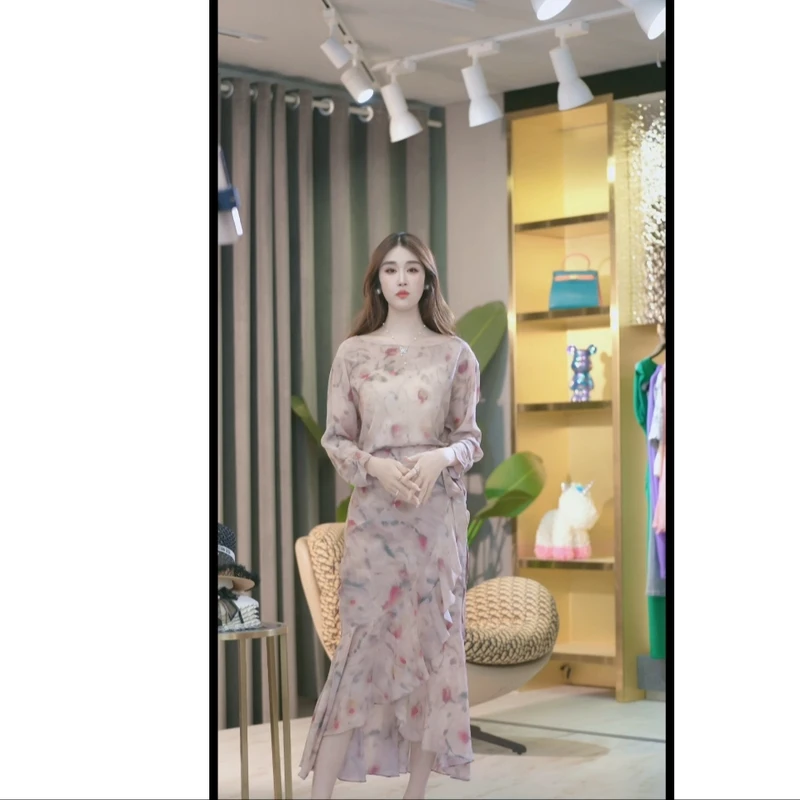 【老板娘衣橱】气质重磅真丝夏季新款印花花套装 2466651