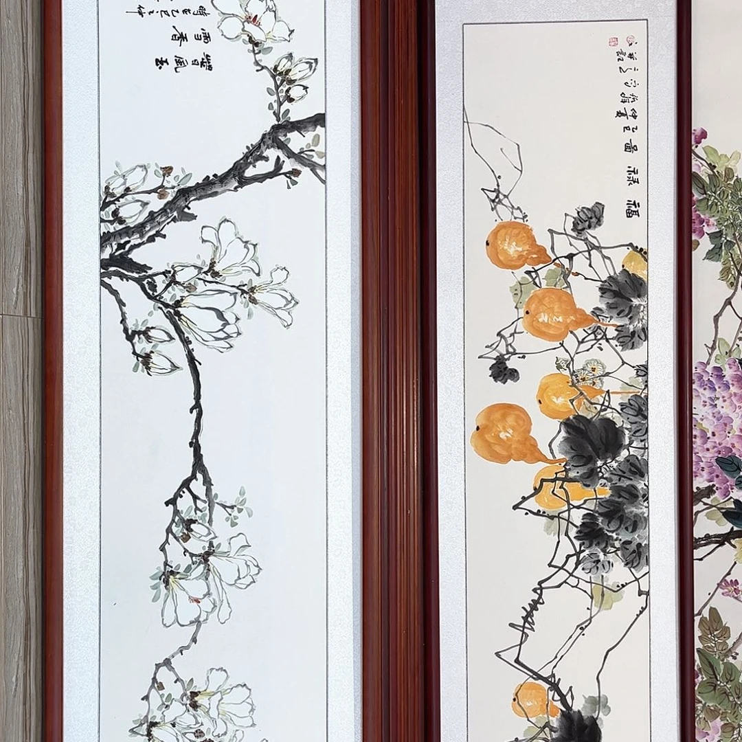 大***边国画书画作品带框163×48