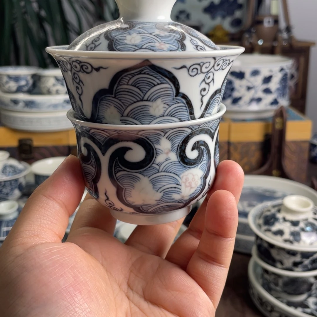 元青花海生花两件套微瑕