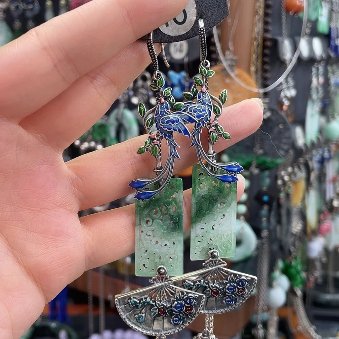 翡翠银S925镶嵌耳饰?****p152yjjhhh