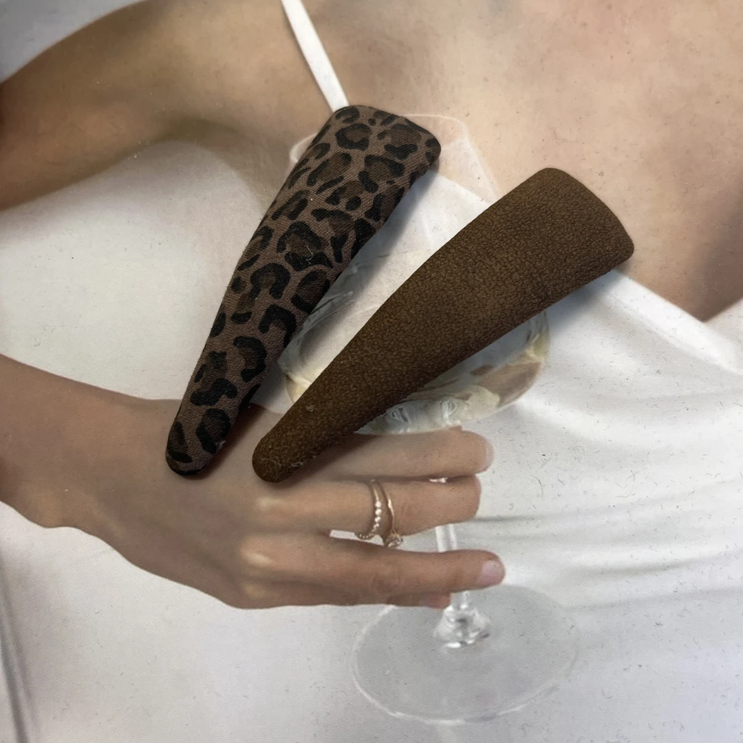 豹纹AB三角夹日韩女一字夹少女风 A011