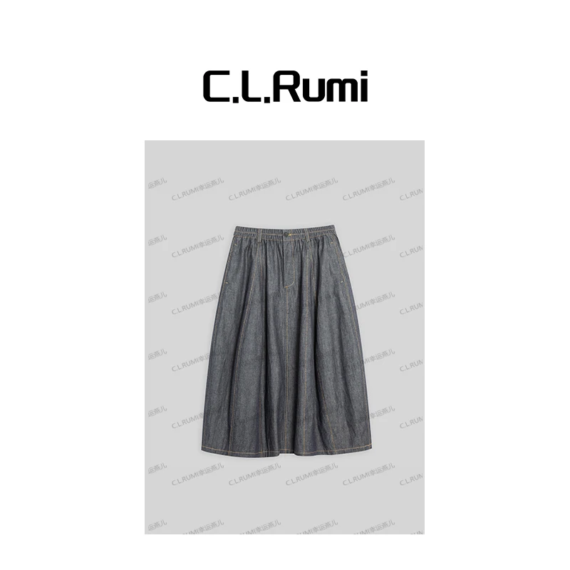 【燕子甄选】“黑桃A ”25薄款仲夏A字牛仔明线休闲松弛感半裙6910bq