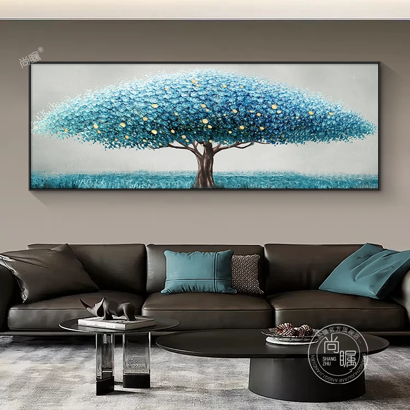 发财树挂画轻奢高级感客厅装饰画沙发背景墙壁画2025新款抽象横幅