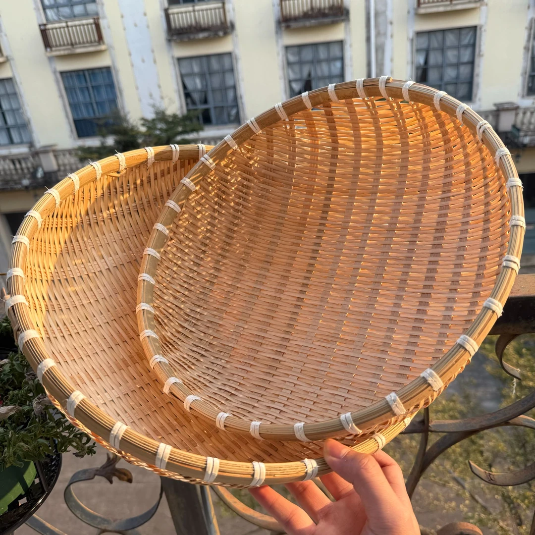 L91（两个）竹编加大号馒头框收纳筐36/33