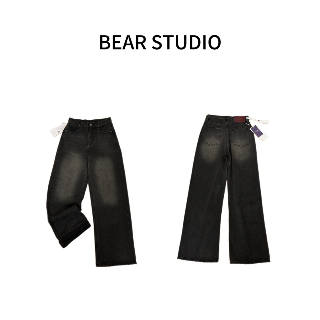 86909#土耳其透心黑 一体植绒# 肤感牛仔高支纱线女士直筒牛仔裤