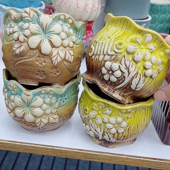 多肉绿植陶瓷花盆9.9包邮，有空