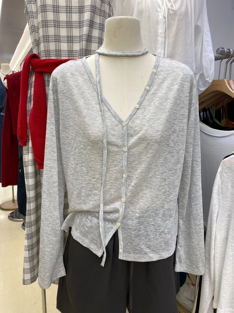 （kc）温柔瑶-FT#韩系V领显瘦凉感防晒开衫#25255