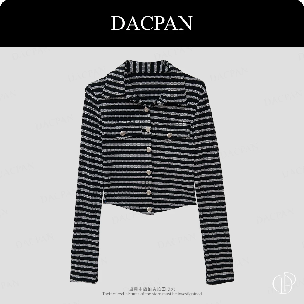 DACPAN-“斑马”条纹翻领长袖上衣 没垫肩 2025/盼·PP 10449